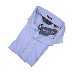 NWT Polo Golf Ralph Lauren Men M Baby Blue Stretch Official Rules Committee Logo